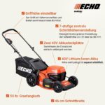 Echo Akku Rasenmäher DLM-310/46 inkl. 2× 40 V Li‑Ion Akkus – 46 cm Schnittbreite – Kabelloser 3‑in‑1 Rasenmäher – Mulchen, Fangen, Seitenauswurf – – Bild 3
