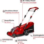 Einhell Akku-Rasenmäher RASARRO 36/42 Kit Power X-Change (36V, 42 cm Schnittbreite, bis 725 m², Brushless, 50L Fangkorb, Mulchfunktion, inkl. 2X – Bild 3