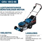 Bosch Professional 18V System Akku-Rasenmäher GRA 18V2-46 (Schnittbreite: 46 cm, 6-stufige Höheneinstellung, 60-Liter-Textil-Grasfangkorb, inkl. 2 x – Bild 3