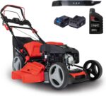 Scheppach Benzin Rasenmäher MS225-53E mit E-Start | Radantrieb | 6PS | 53 cm Schnittbreite | 7-fache Höhenverstellung | 65 Liter Fangkorb |