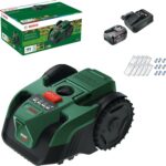 Bosch Akku-Mähroboter Visimow18v-100 (für Rasenflächen bis 100 m², Schnittbreite: 16 cm, Schnitthöhe: 20-60 mm, mit Ersatzmessern, inkl. Akku und