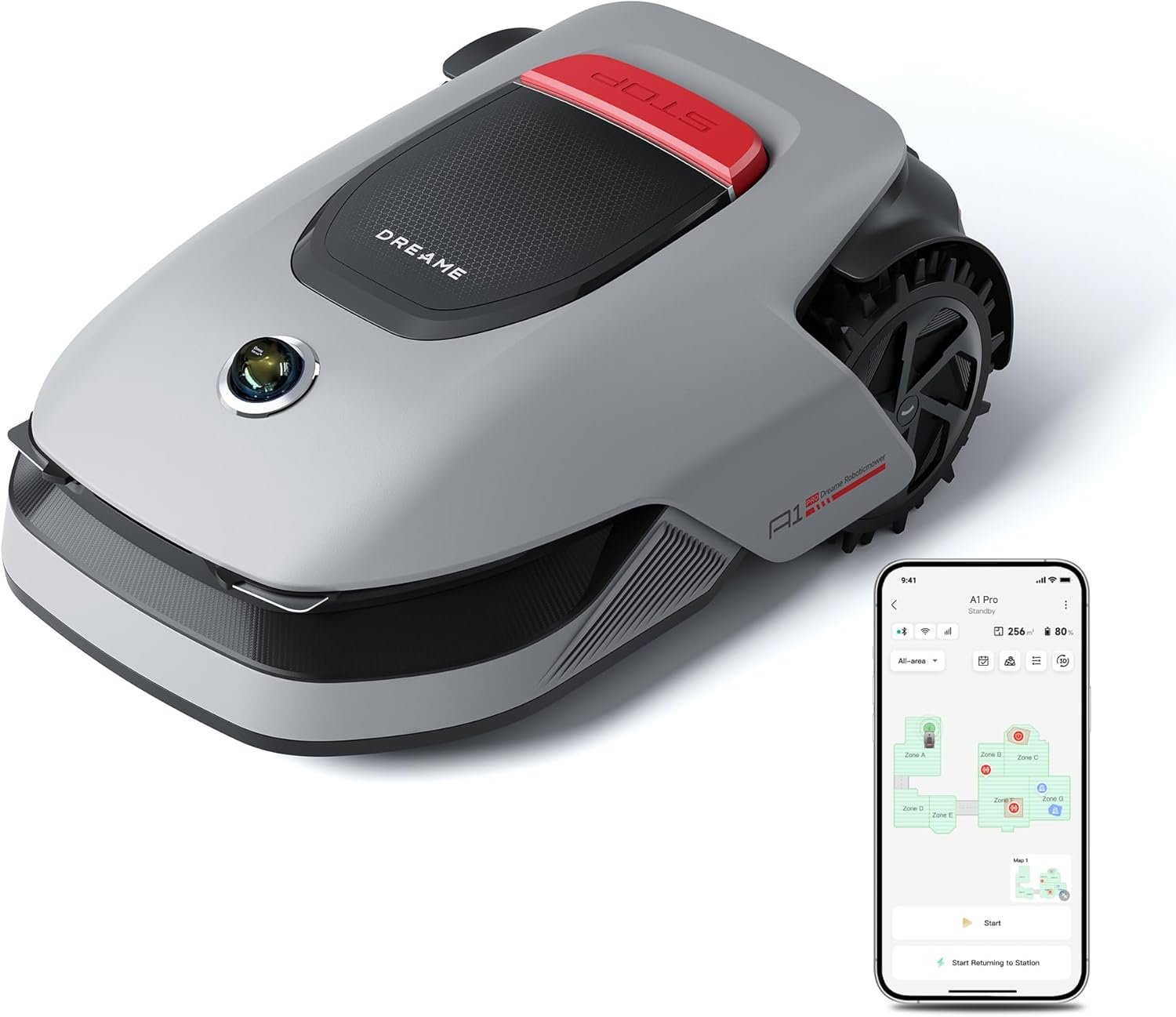 71X-TIhabZL._AC_SL1500_.jpg dreame Intelligenter Mähroboter A1 Pro ohne Begrenzungskabel, 360°3D LiDAR, Drahtloser Umfang, 2000m², App-Steuerung, OmniSenseTechnologie, Intuitive – Bild 1