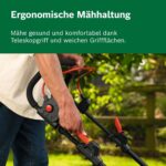 Bosch Akku-Rasenmäher Rotak18v2-43 (Schnittbreite: 43 cm, Schnitthöhe: 30-75 mm, 50 l Stoff-Grasfangkorb, Mulchstopfen, inkl. 2 x 18V Akku und – Bild 5