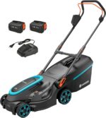 Gardena Akku-Rasenmäher PowerMax 37/36V P4A Ready-to-Use Set: 37 cm Schnittbreite, 45 l Fangkorb, Ergonomisch, Höhenverstellung, Kabellos (14638-20)