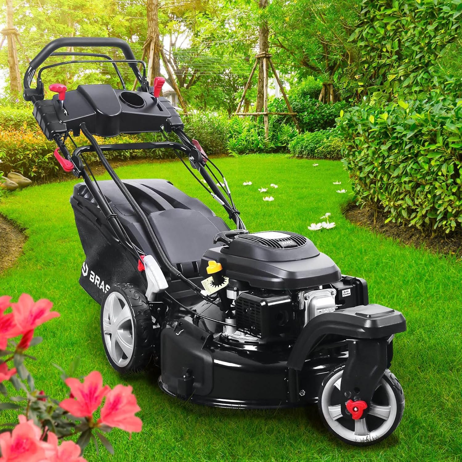 81gBIU7UzYL._AC_SL1500_.jpg BRAST Benzin Rasenmäher Trike mit Antrieb | 5,2kW(7PS) | Elektrostart | 53cm Schnittbreite | viele Modelle | TÜV | 4 Takt OHV Motor | 30-80mm – Bild 1